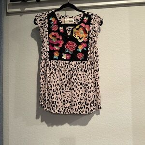 Savanna Jane Black Top with Colorful Embroidery